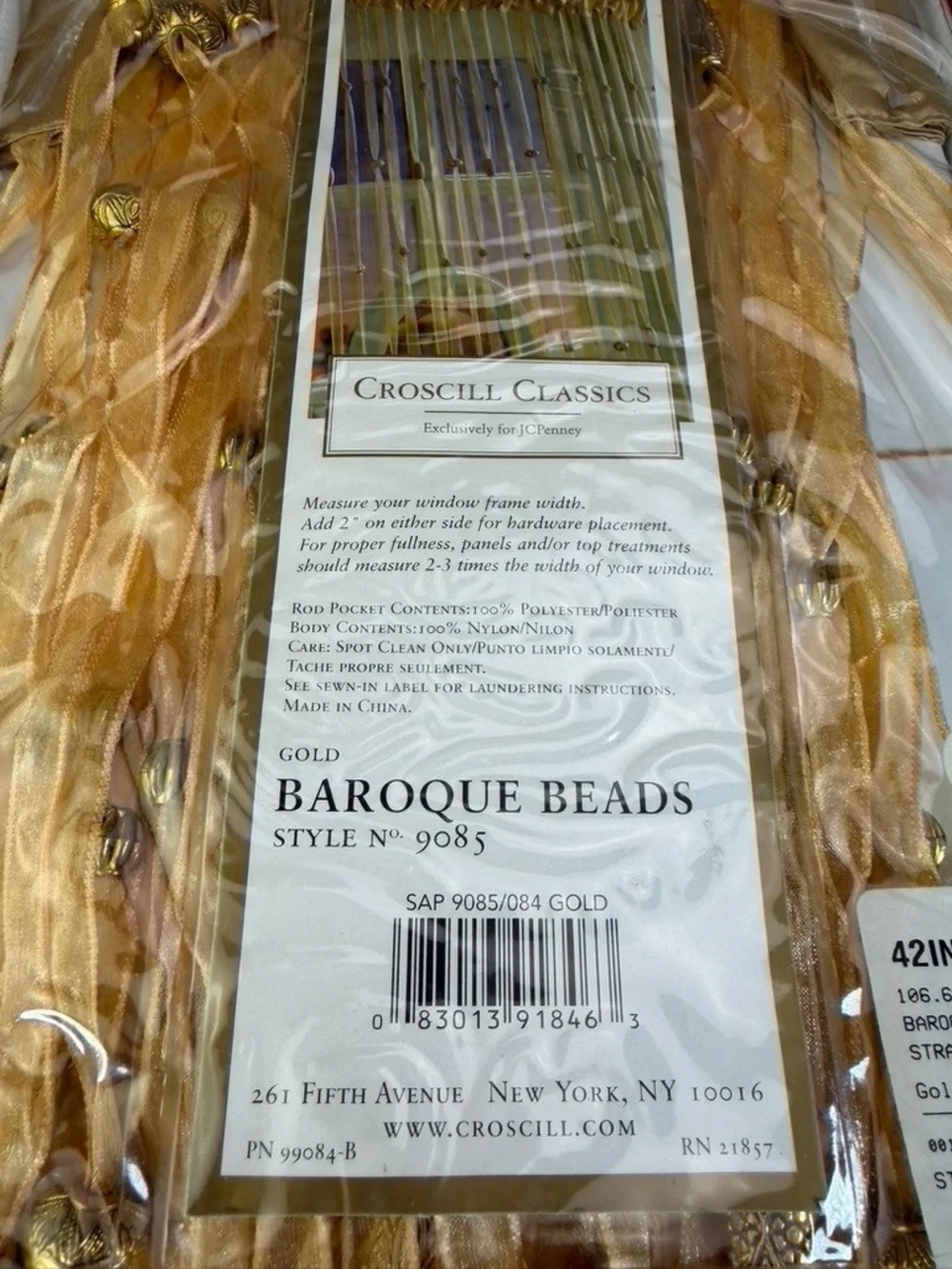 Croscill Classics Baroque Beads one strand String Bead panel window 42x84